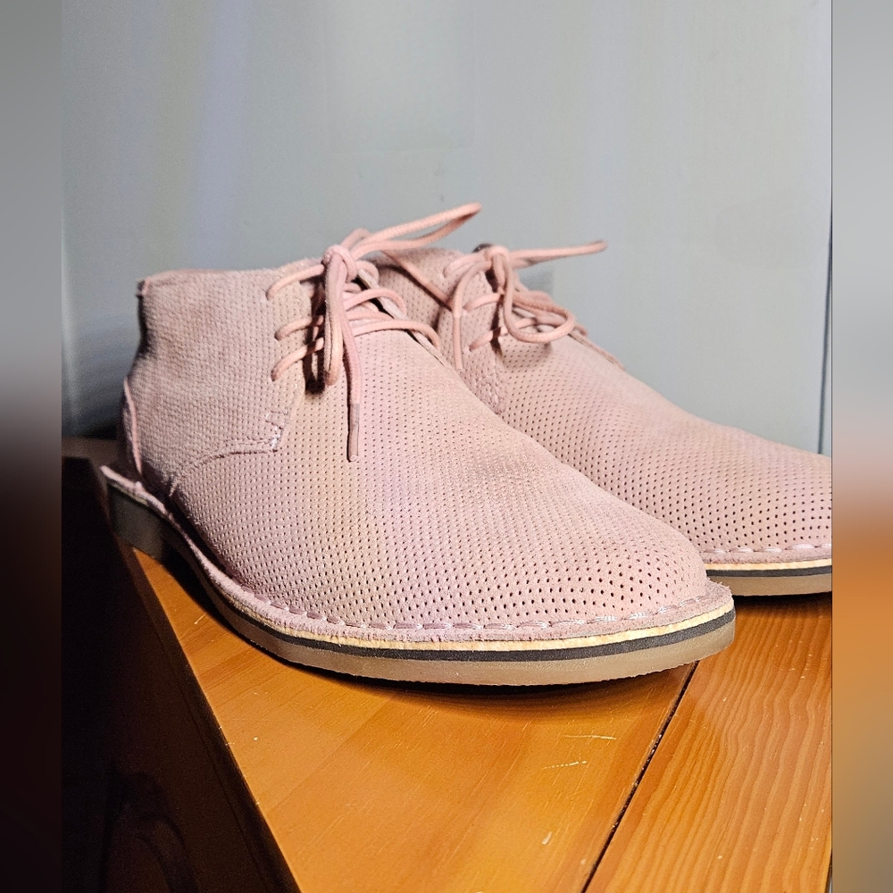 Mens Reaction Kenneth Cole Pink Suede Desert Chukka Leather Shoes (Size US 8M)